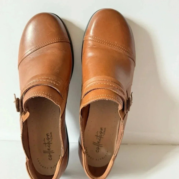 Clarks loafers brown leather  size 9m - Picture 3 of 8